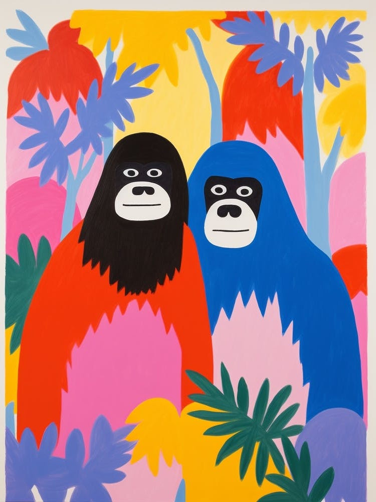 Colourful Kids Animal Art Mountain Gorilla 3