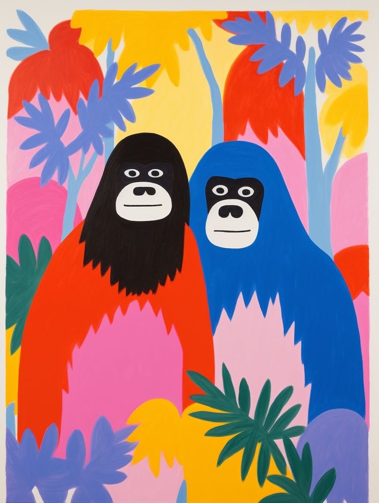 Colourful Kids Animal Art Mountain Gorilla 3