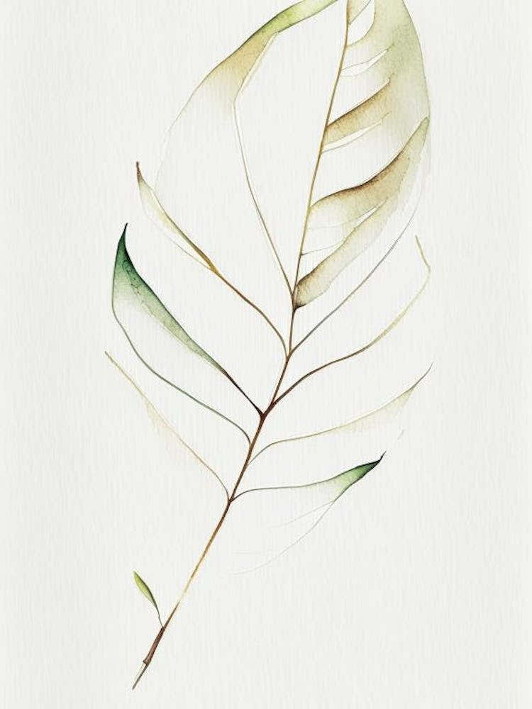 Vanilla Leaf Minimalist Watercolour 2