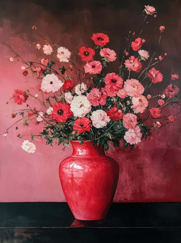 Red Flowers In A Vase