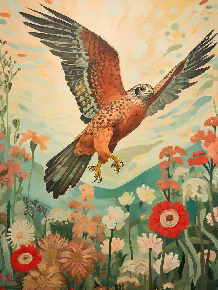 Falcon 3 Detailed Bird Painting