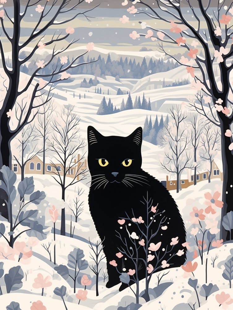 Winter Cat Illustration 3