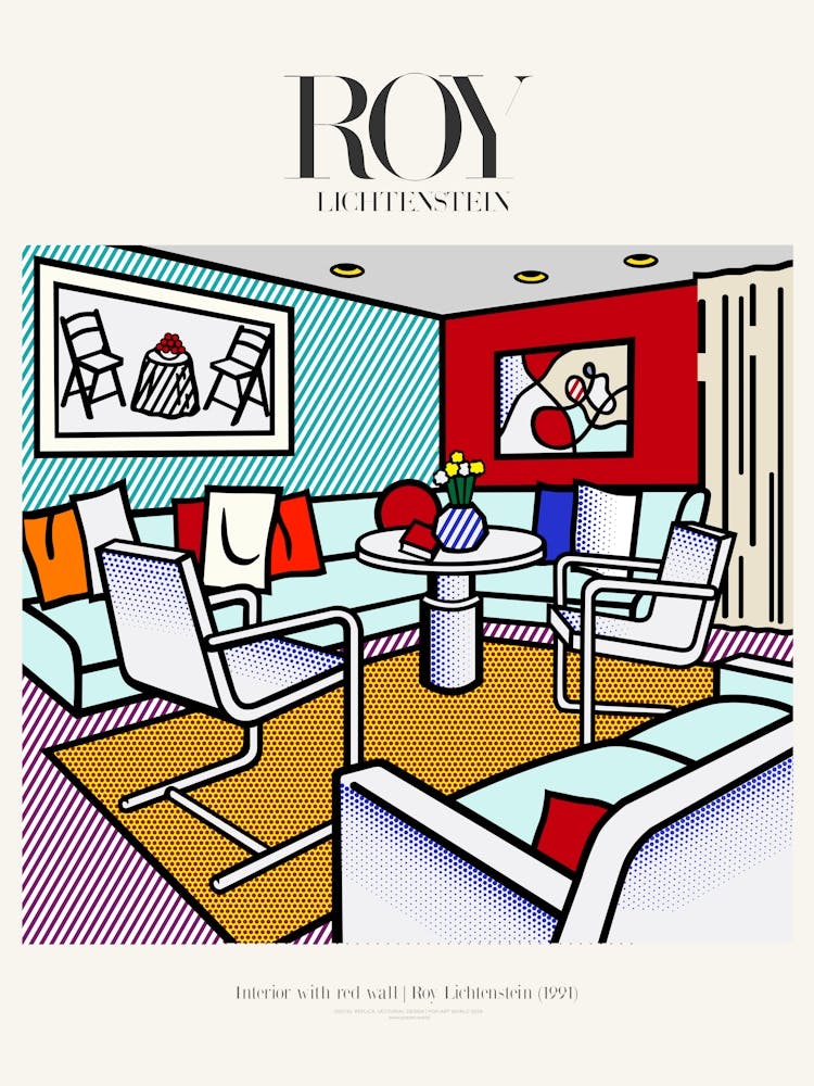 Interior With Red Wall Poster|Roy Lichtenstein 1991
