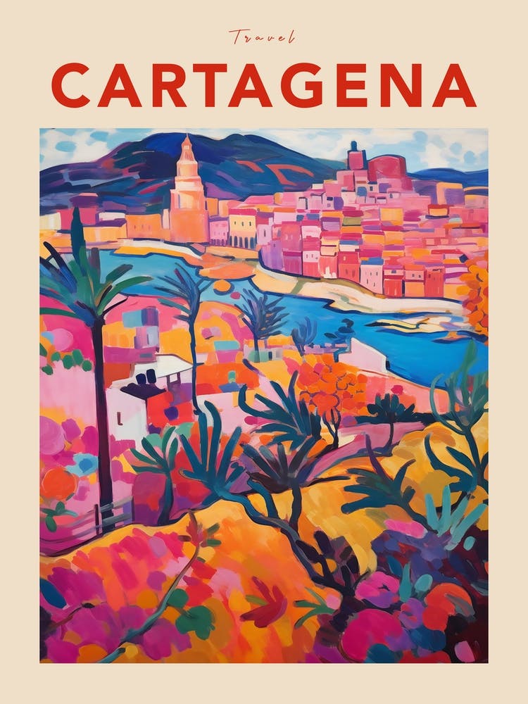 Cartagena Spain Fauvist Travel Poster