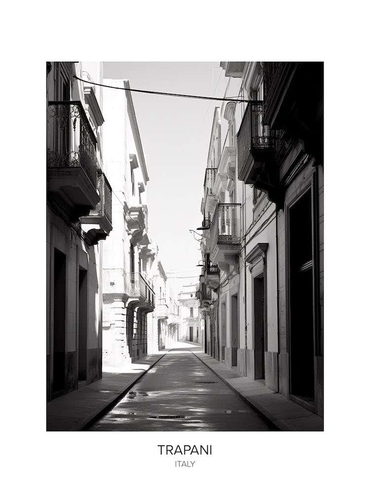 Poster Of Trapani, Italy, Black And White Photo 3