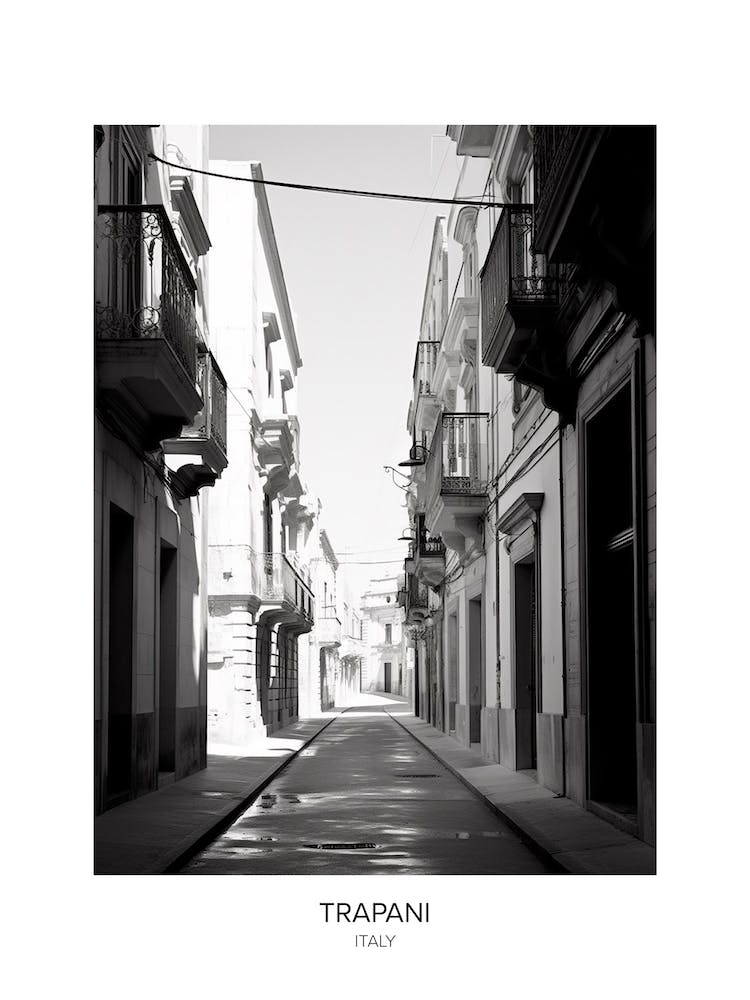 Poster Of Trapani, Italy, Black And White Photo 3