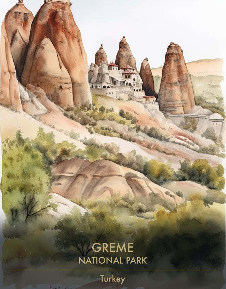 Greme National Park Turkey Watercolour 1