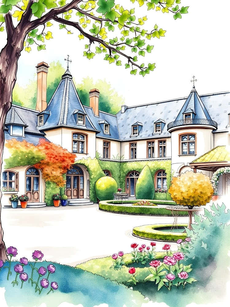 Watercolor Of A House 4