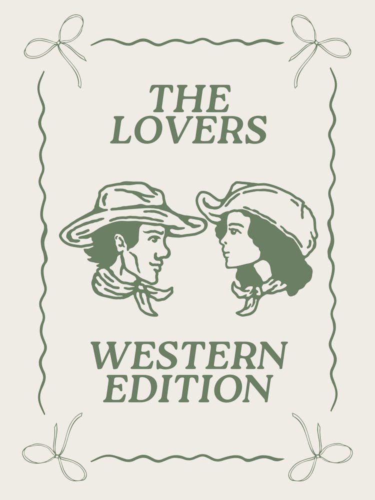 The Lovers Western Edition | Western Decor |Green Office Living Room Wall Art | Western Cowgirl Cowboy