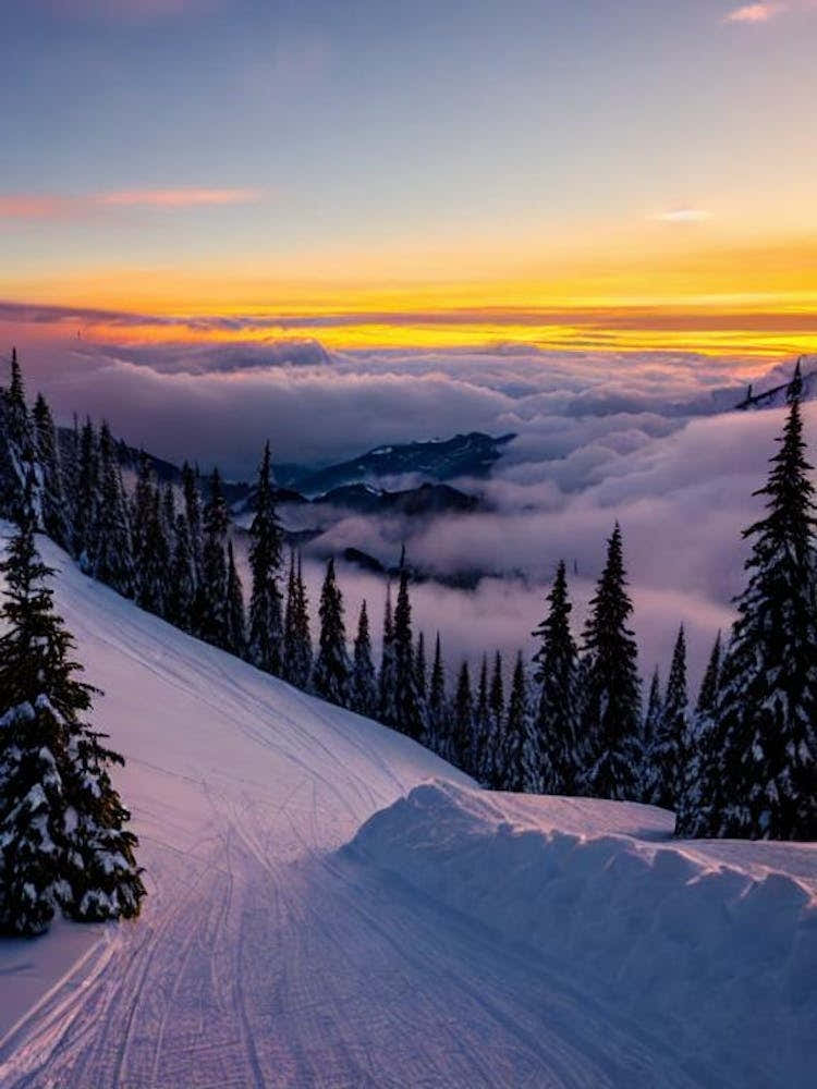 Châtel, France Sunrise Skiing Poster