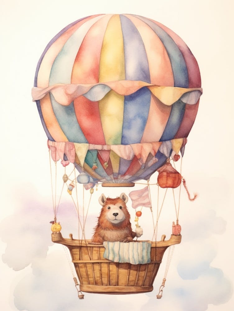 Baby Capybara 1 In A Hot Air Balloon