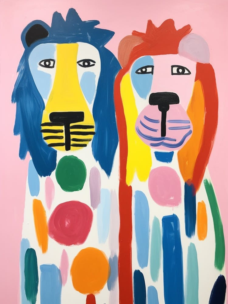 Colourful Kids Animal Art Lion 5