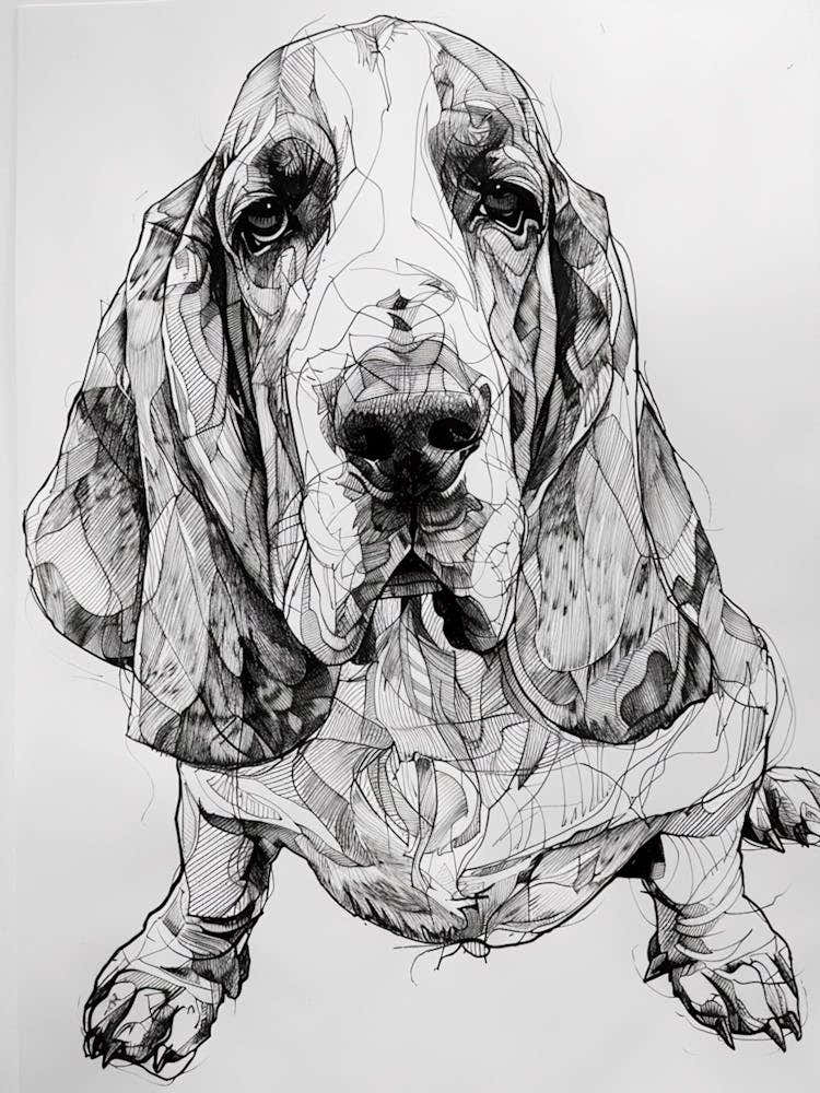Basset Hound Line Sketch 4