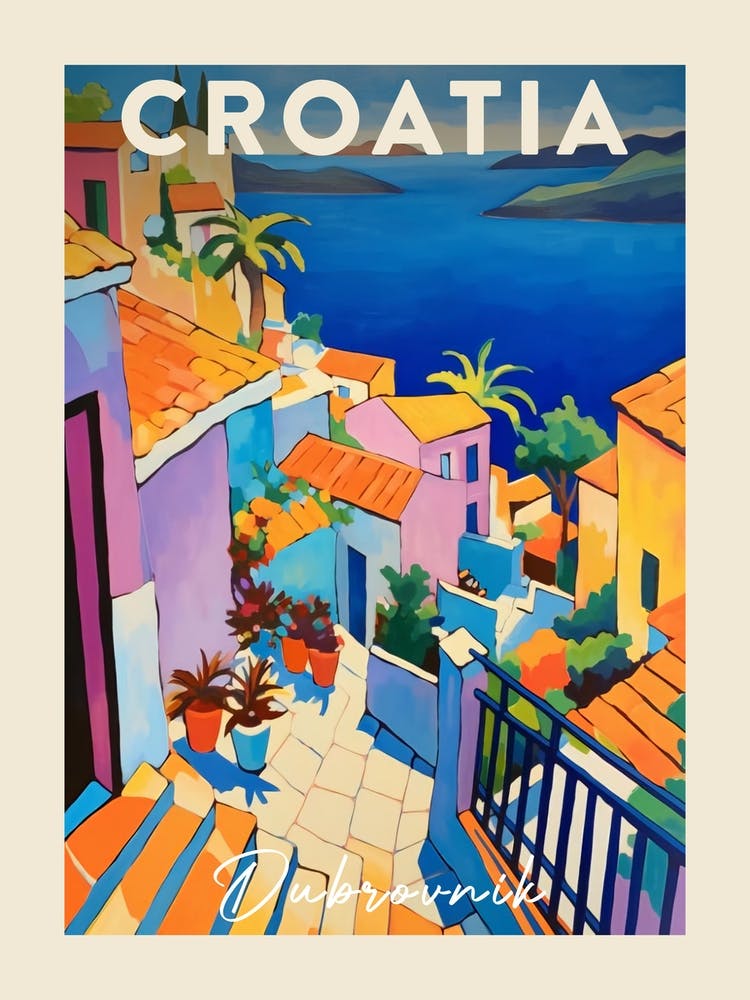 Dubrovnik Croatia 2 Fauvist Painting  Travel Poster