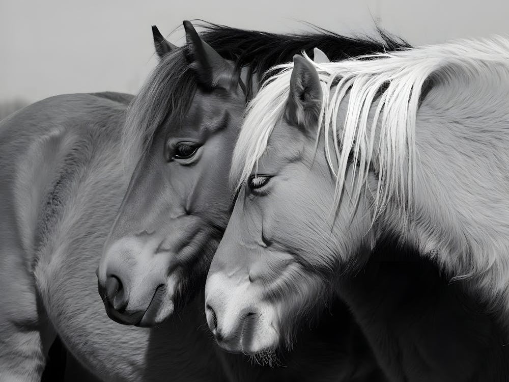 Horse Love by Sisi & Seb - Black and White Equine