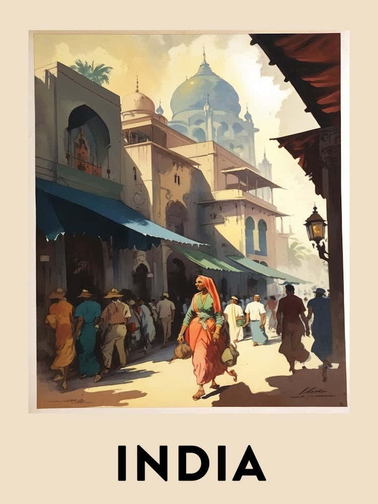 India Vintage Travel Poster