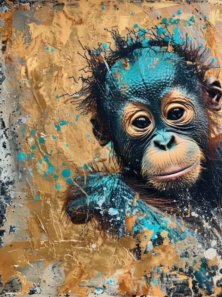 Baby Orangutan Gold Effect Collage 2