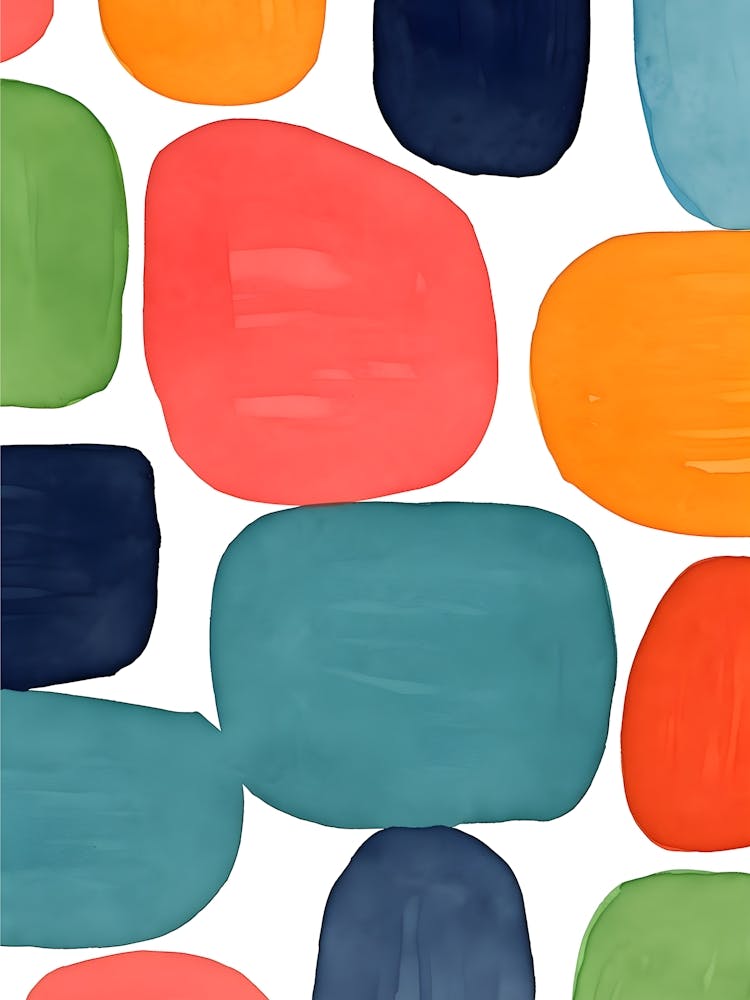 Watercolor Painting Colorful Pebbles