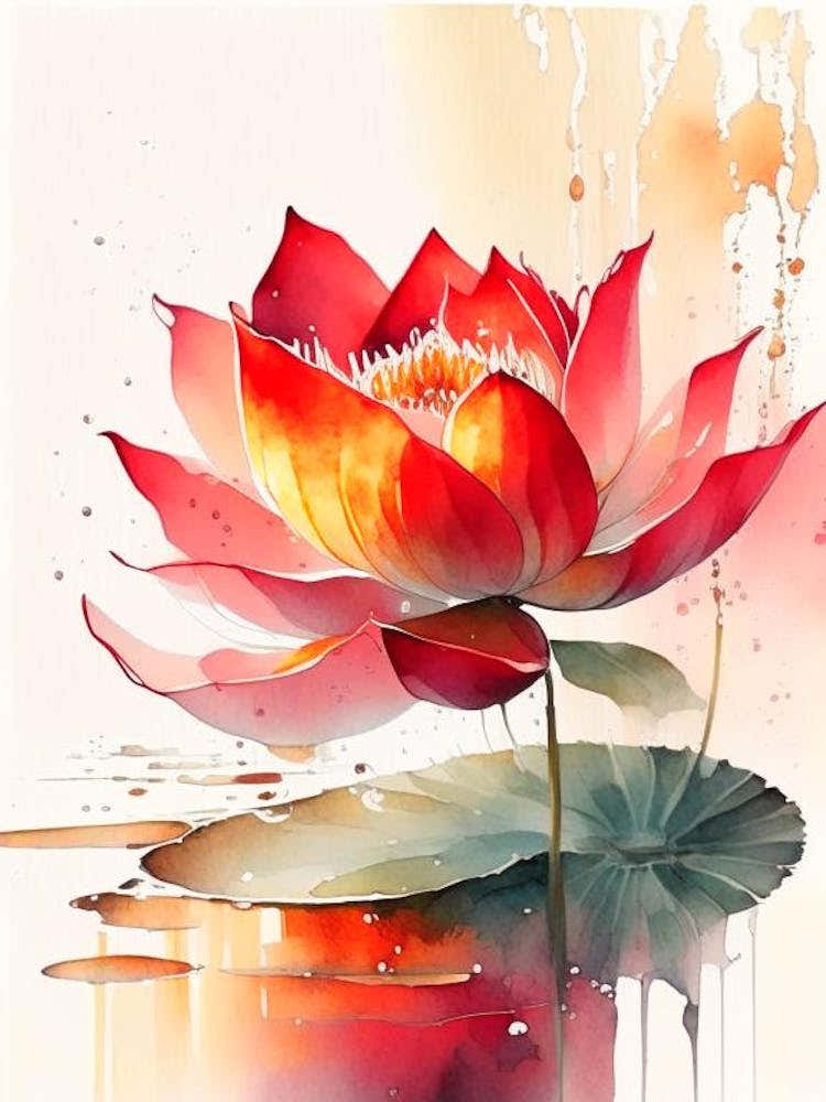 Red Lotus Storybook Watercolour 3