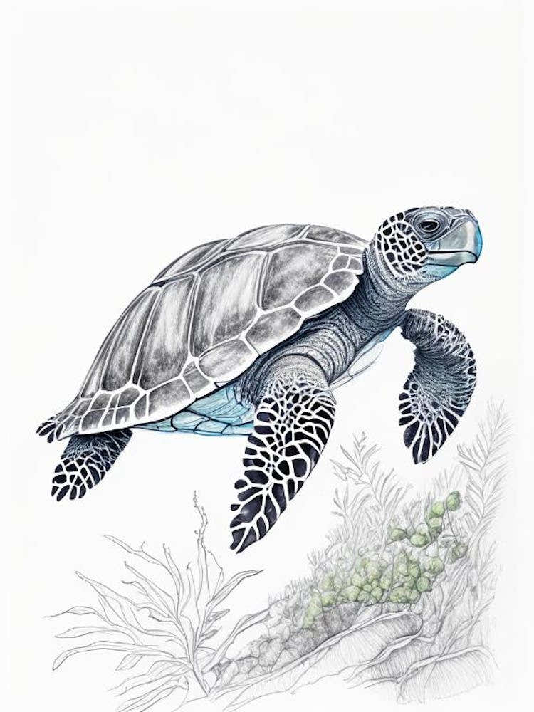 Leatherback Sea Turtle (Dermochelys Coriacea), Sea Turtle Quentin Blake Illustration 1