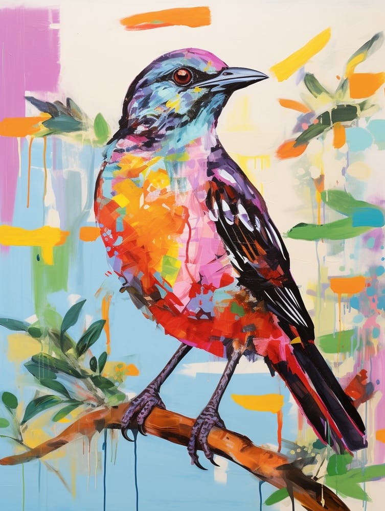 Colourful Bird Painting Mockingbird 1