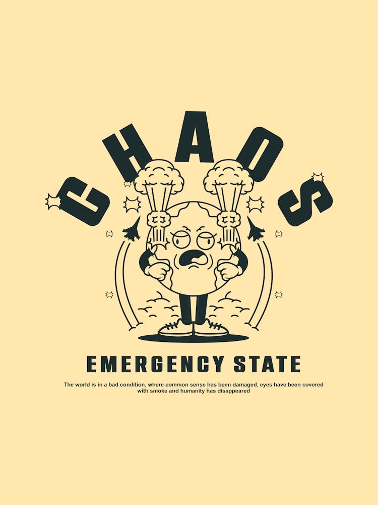 Retro Poster Funky Wall Art Retro Wall Decor Trendy Chaos Emergency State Retro Groovy Print Vintage Art Retro Art