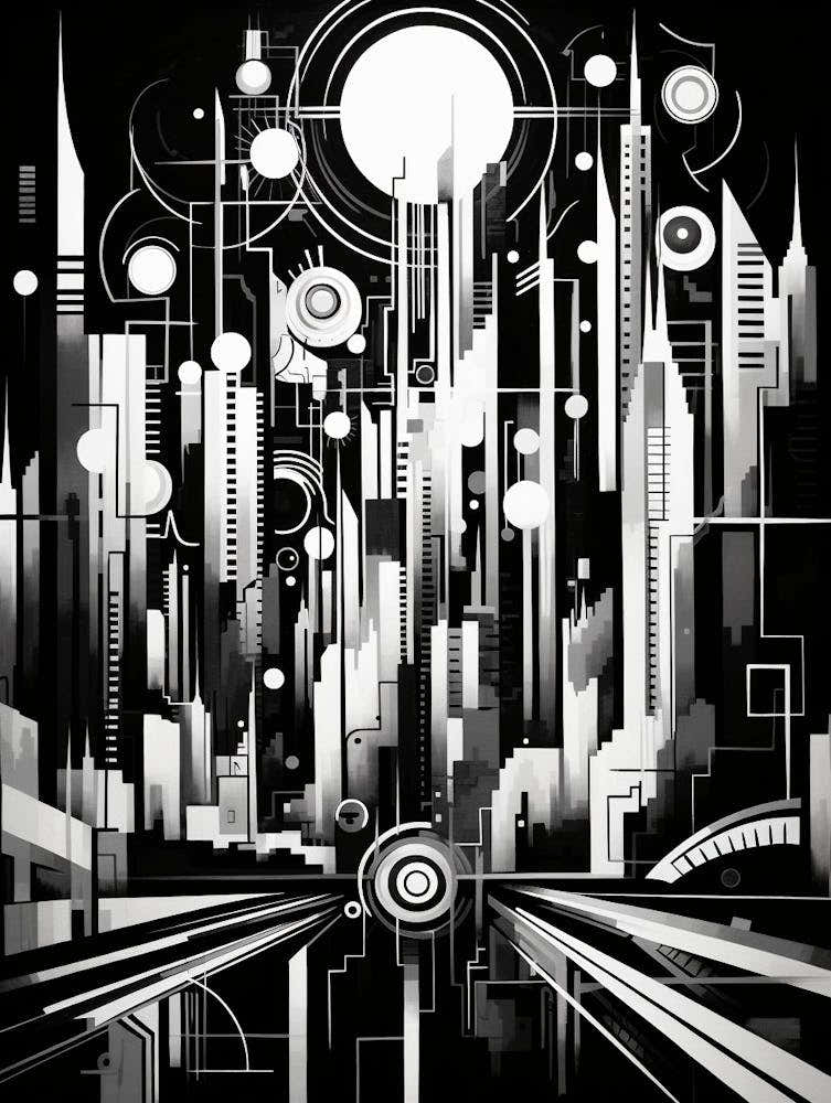 Metropolis Abstract Black And White 6