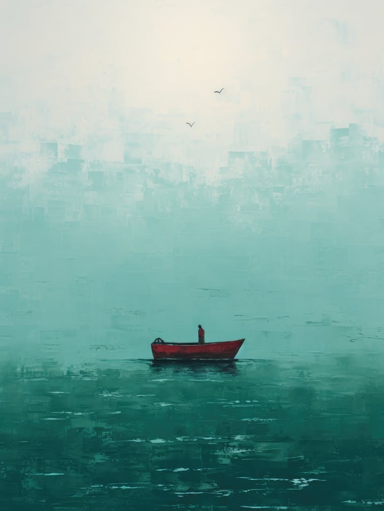 Red Boat In The Fog 1
