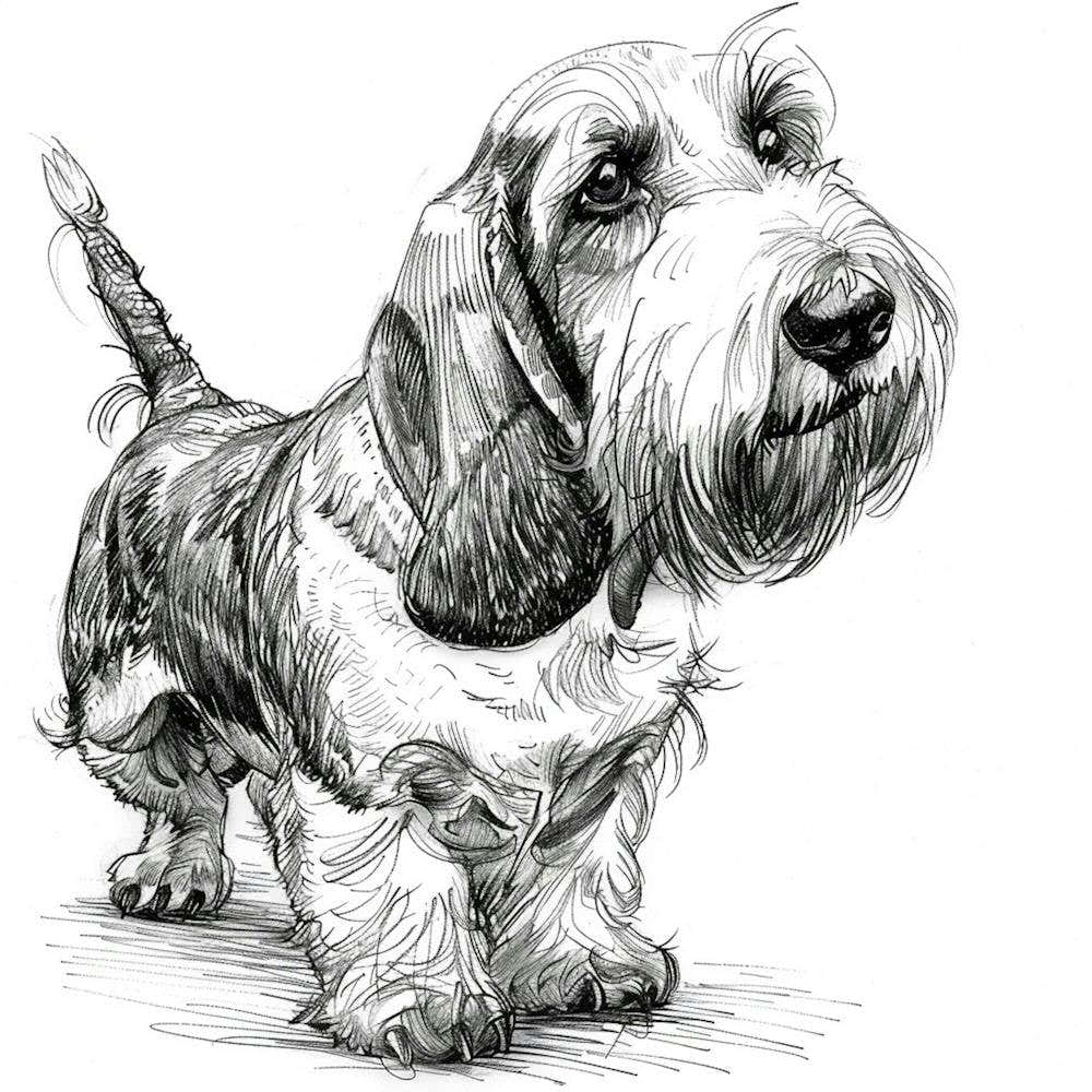 Grand Basset Griffon Vendeen Dog Line Sketch 4