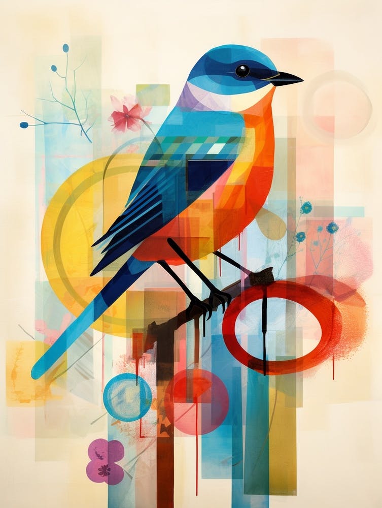 Bird Painting Collage Bluebird 6