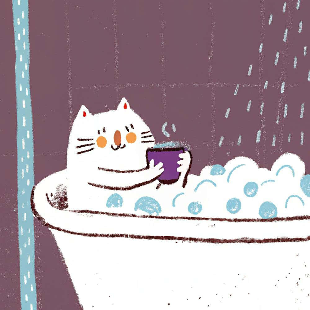 Cat Taking A Bath
