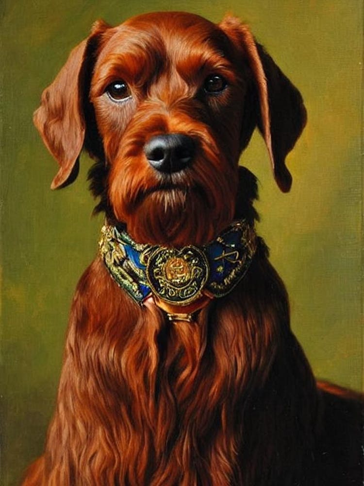 Wirehaired Vizsla Renaissance Portrait Oil Painting