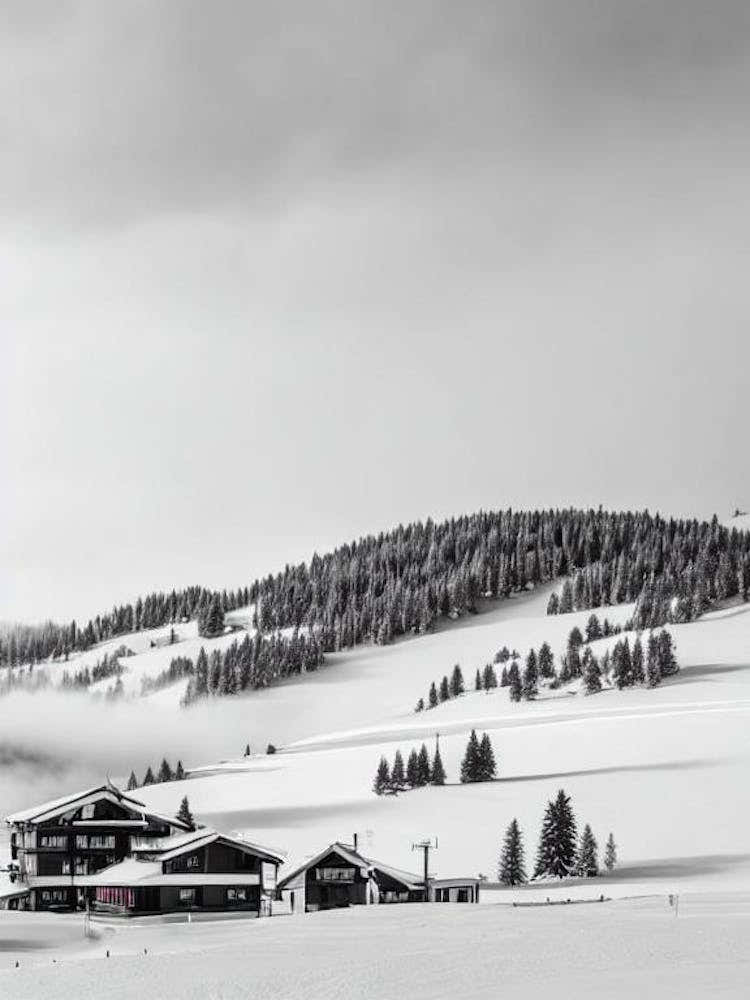 Riksgränsen Black And White Skiing Poster