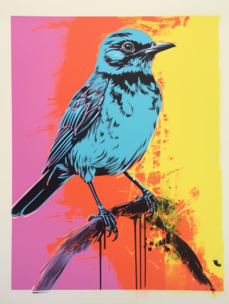 Andy Warhol Style Bird Mockingbird 4