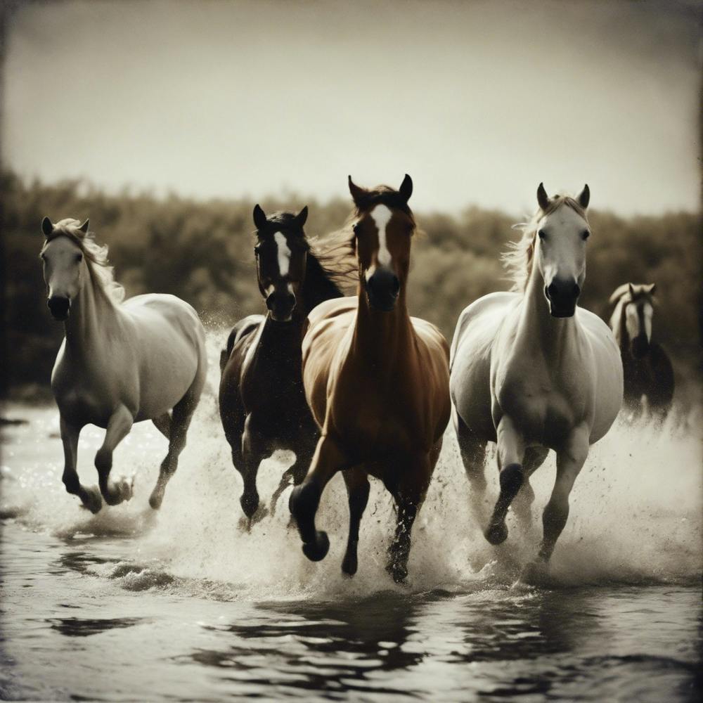 Horses splash of freedom