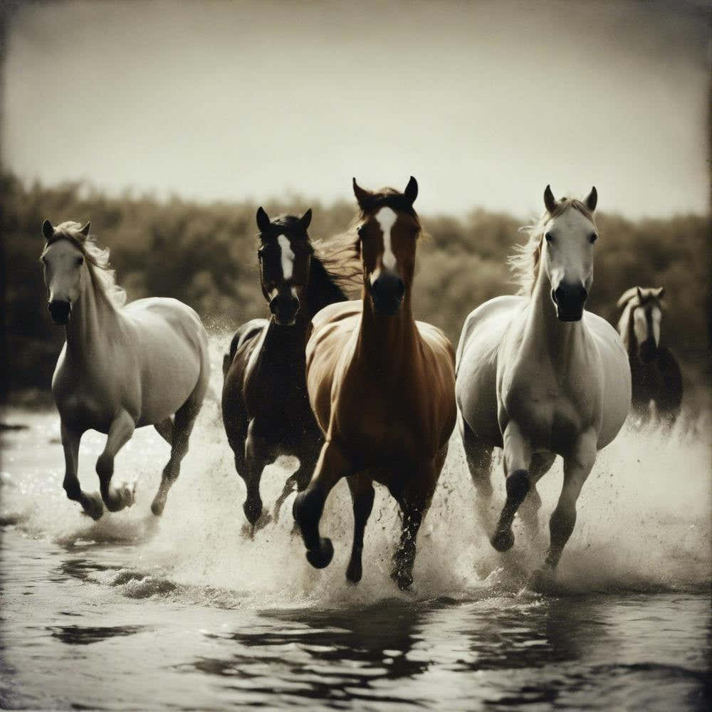 Horses splash of freedom