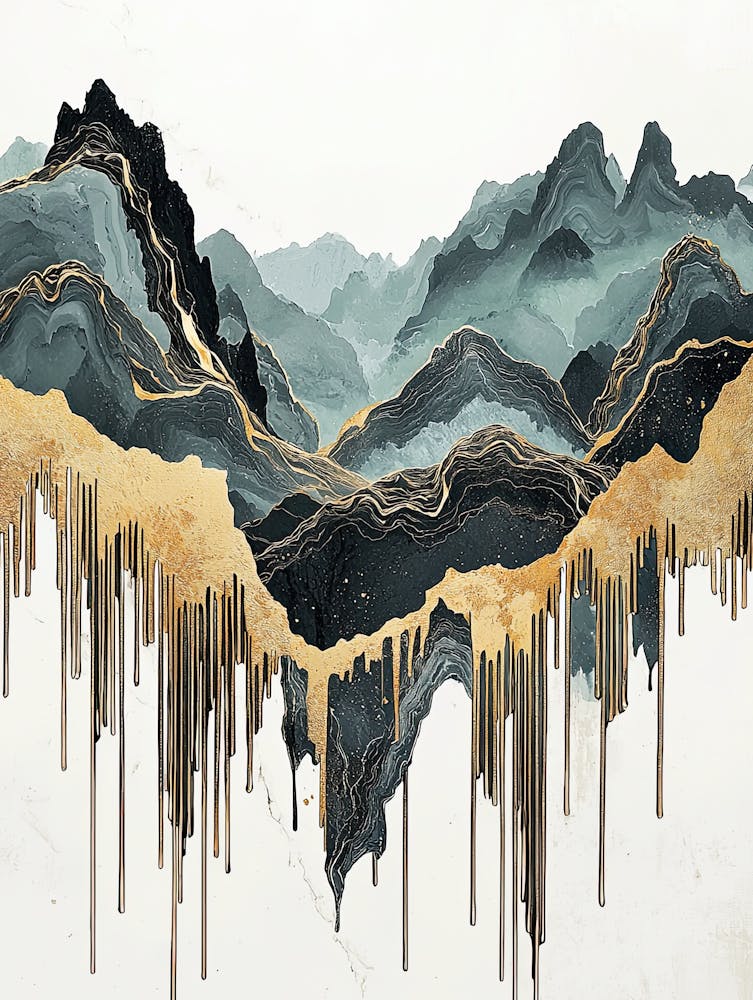 Everest's Golden Peaks - Abstract Elegance