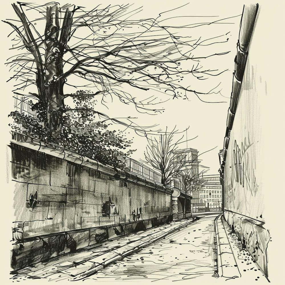 Berlin Wall Street Sketch