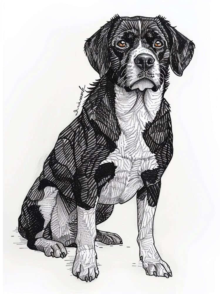 Entlebucher Mountain Dog Line Sketch 1