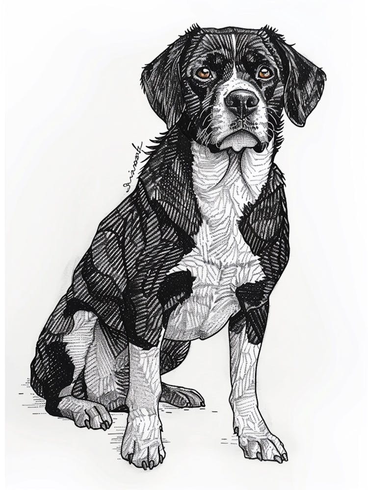 Entlebucher Mountain Dog Line Sketch 1