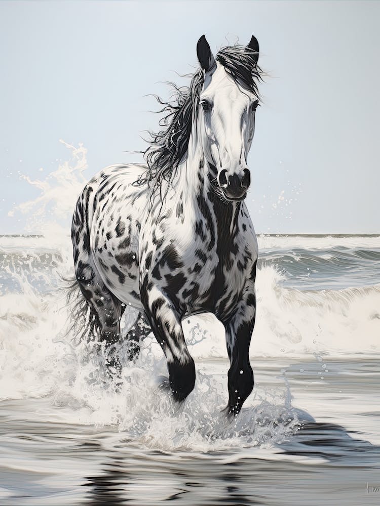 A Horse Oil Painting In  Maldives Beaches, Maldives, Portrait 1