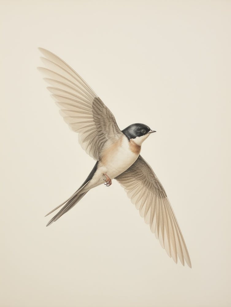Vintage Bird Drawing Swallow 1