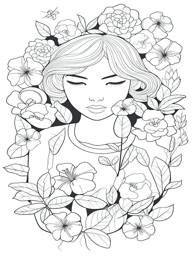Bloom Body Girl Line Art 25