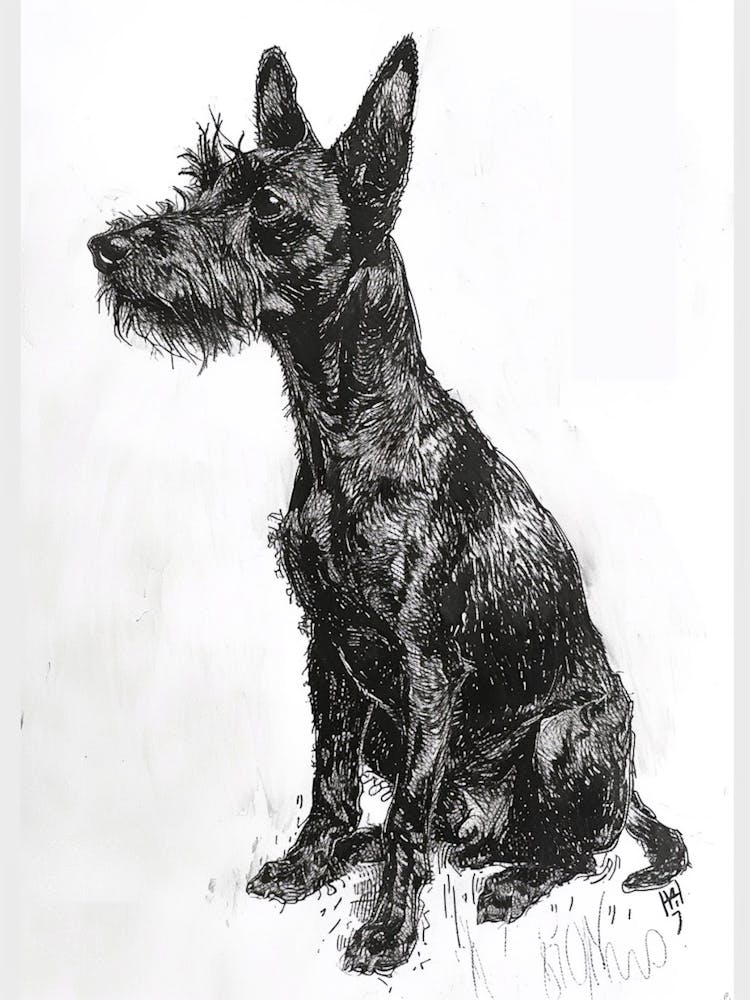 Manchester Terrier Dog Line Sketch 1