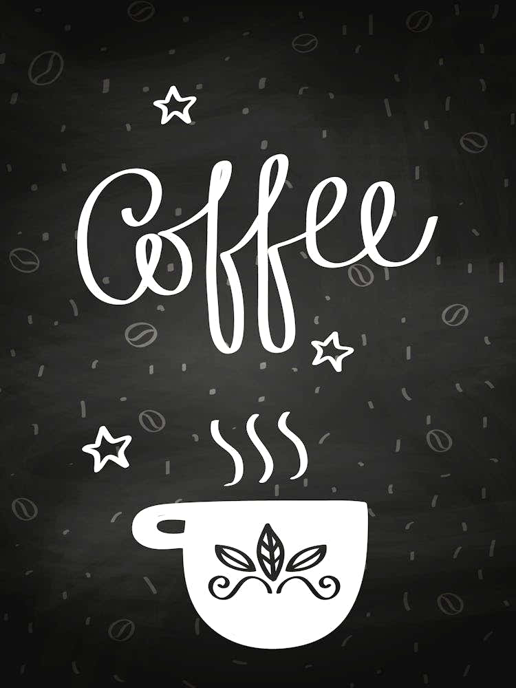 Coffee Cup On A Chalkboard - kitchen art, kitchen poster