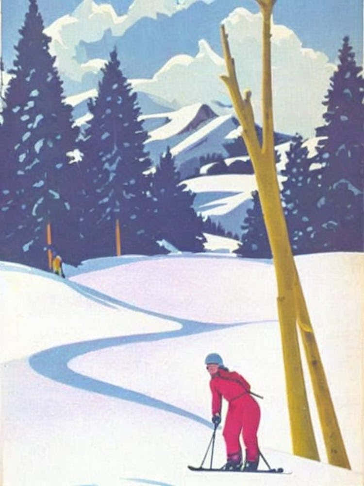 Treble Cone, New Zealand Glamour Ski Skiing Poster