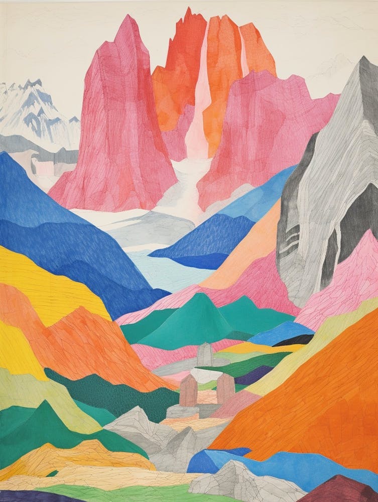 Huascaran Peru 1 Colourful Mountain Illustration