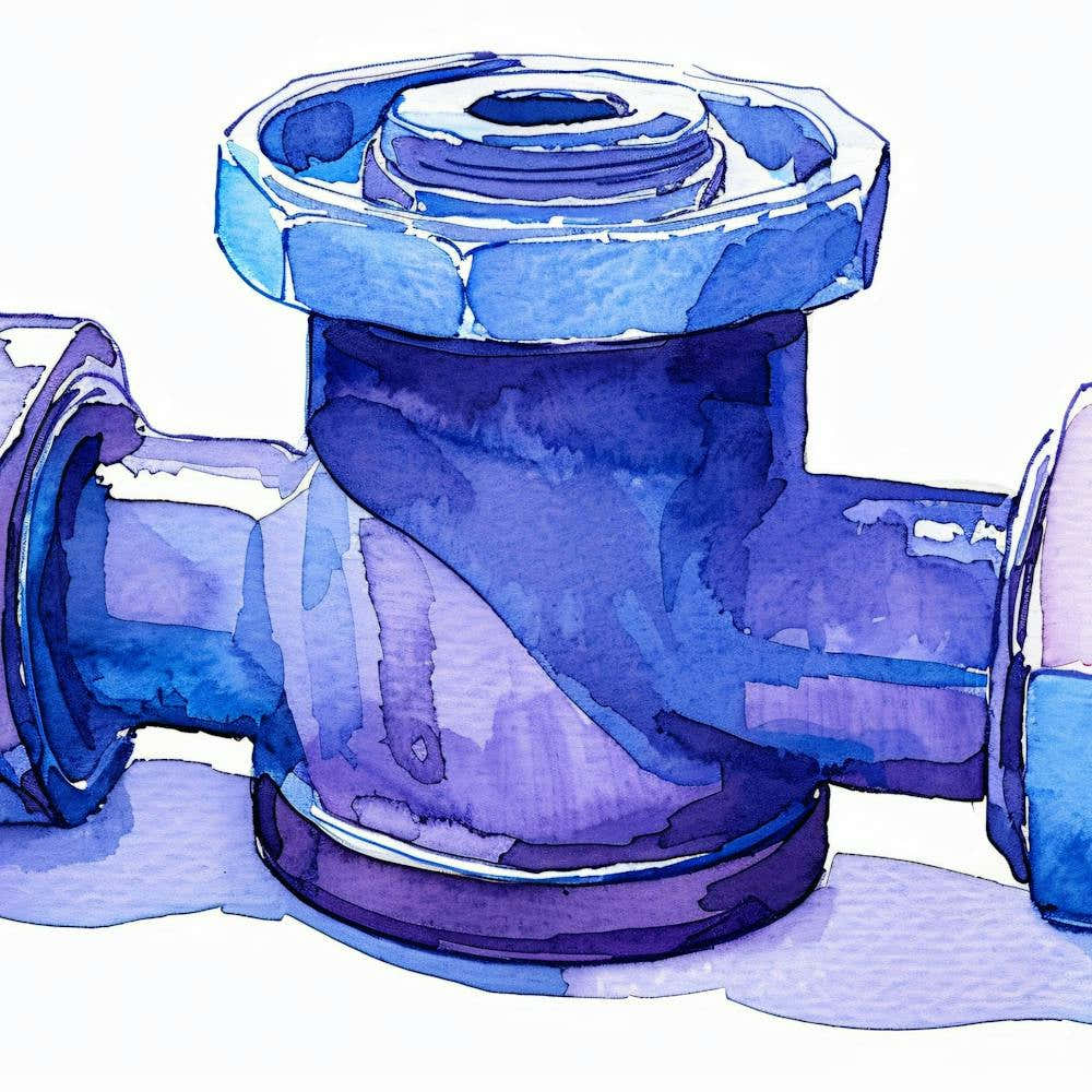 Watercolor Illustration Of A Blue Pipe