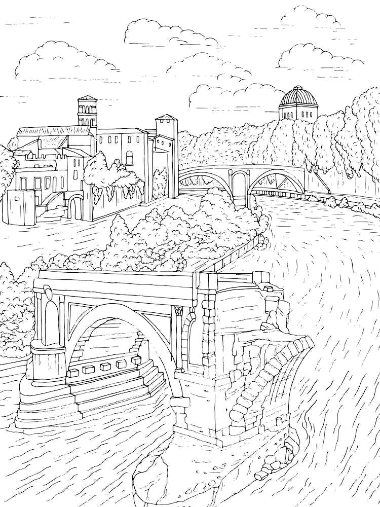 Tiber Island In Rome