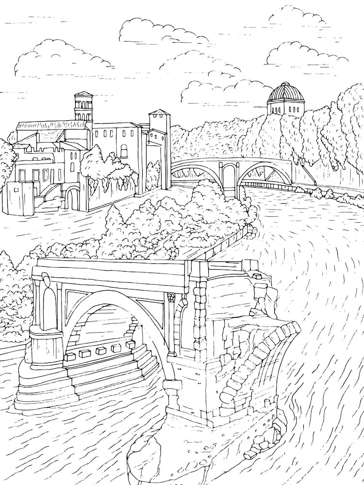 Tiber Island In Rome